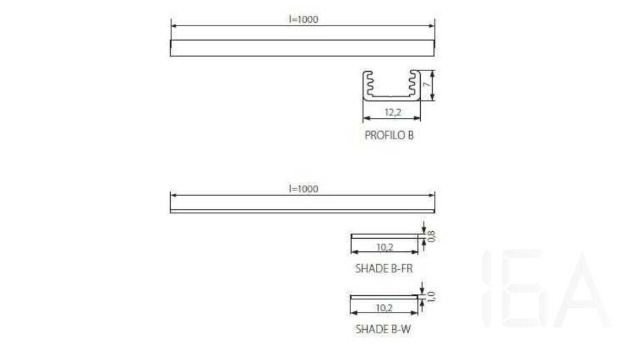 Kanlux  SHADE B/F-FR 1M átlátszó fedlap (10 db/ csomag) 26568 Fedlap LED profilhoz 1