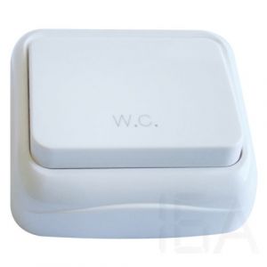 Tracon  Falon kívüli nyomókapcsoló WC felirattal (tapétakapcsoló) 10AX/250VAC, IP20 (N101), TTK-04W Tracon falon kívüli tapétakapcsoló 0