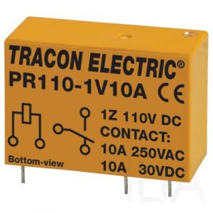 Tracon  Print relé, PR110-1V10A,  110V DC / 1×CO (10A, 230V AC / 30V DC) Miniatűr print relé 0