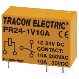 Tracon  Print relé, PR24-1V10A,  24V DC / 1×CO (10A, 230V AC / 30V DC) Miniatűr print relé 0