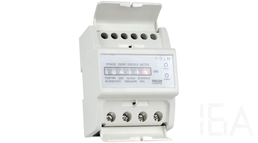 Tracon  Elektromech. fogyasztásmérő, közvetlen, 1 fázisú, 4 modul, TVOF1M4 Elektronikus fogyasztásmérő 1