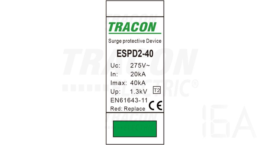 Tracon  túlfeszültség levezető betét, T2 AC típusú, 40 M, ESPD2-40M Túlfeszültség levezető 1