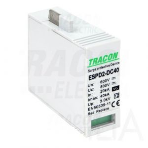 Tracon  túlfeszültség levezető betét, T2 DC típusú VG, 600V, ESPD2-DC40-600VG Túlfeszültség levezető 0