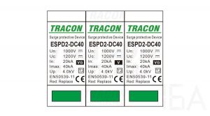 Tracon  túlfeszültség levezető, T2 DC típusú VG, betét 1000V, ESPD2-DC40-1000VG Túlfeszültség levezető 1