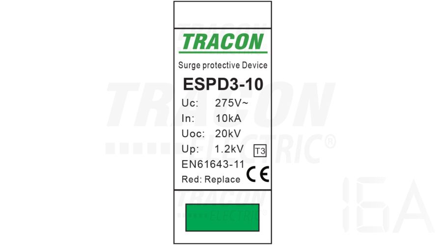 Tracon  túlfeszültség levezető, T3 AC típusú, egybeépített, ESPD3-10-2P Túlfeszültség levezető 1