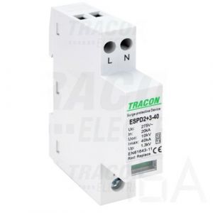 Tracon  túlfeszültség levezető, T2+T3 AC típusú, egybeépített, ESPD2+3-40-2P Túlfeszültség levezető
