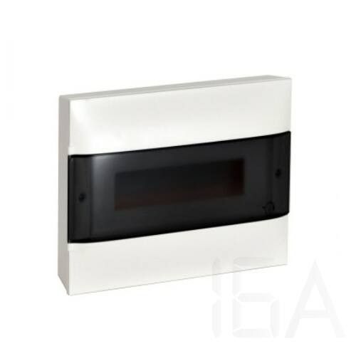Legrand  PractiboxS falon kívüli lakáselosztó (650°C), átlátszó füstszínű ajtóval, védőföld és nulla elosztókapoccsal, 1 sor 12 modul, 135211 Falon kívüli lakáselosztó 0