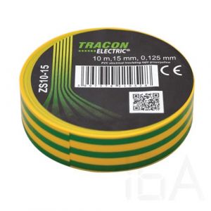 Tracon   ZS10-15 Szigetelőszalag, zöld/sárga Szigetelőszalag és tömítőanyag 0