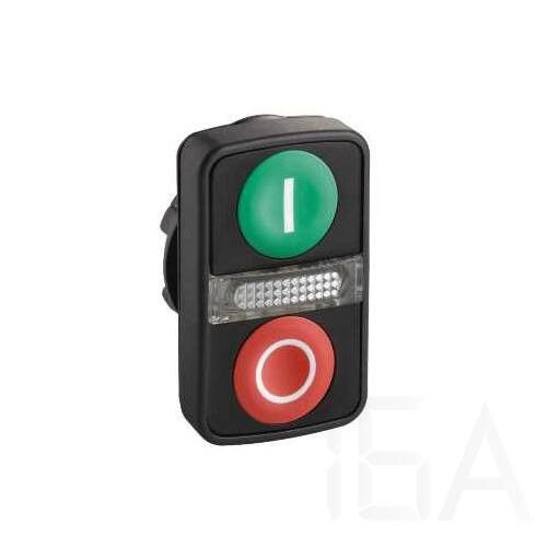 Schneider  Kettősfejű nyomógomb, műanyag, zöld alapon "I" és piros alapon "O" jelölés, ZB5AW7A3741 Kettősfejű nyomógombfej 0