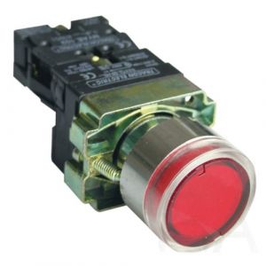 Tracon  Világító nyomógomb, fémalap, piros, glim, izzó nélkül, NYGBW33P Világító nyomógomb (Ba9s) 0