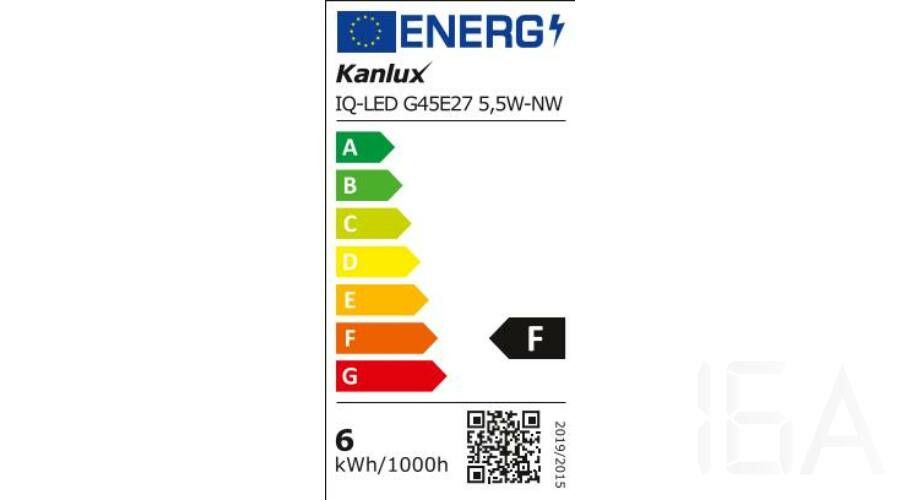 Kanlux IQ-LED G45E27 5,5-NW 490lm természetes fényű E27 kisgömb led izzó, 27304 E27 LED izzó 1