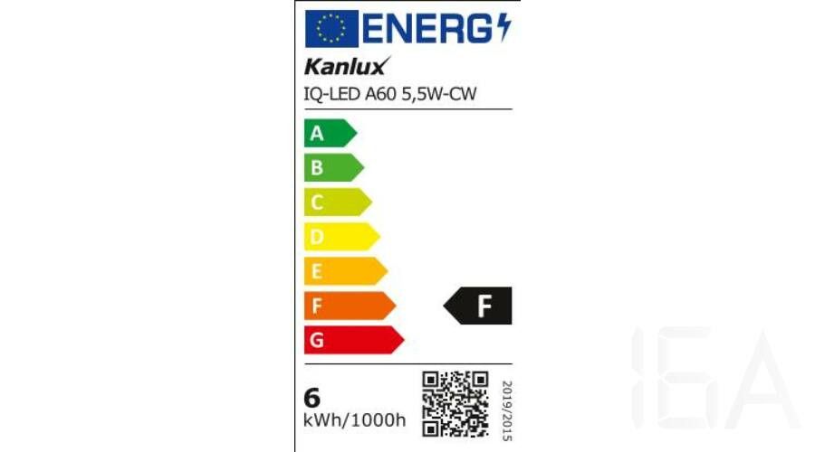 Kanlux IQ-LED A60 5,5W-CW 480lm hideg fényű E27 normál led izzó, 27272 E27 LED izzó 1