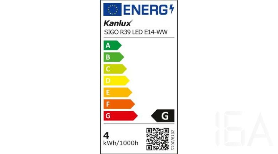 Kanlux SIGO R39 LED E14-WW 320lm meleg fényű 4W led izzó, 22733 E14 LED izzó 1