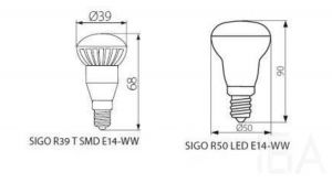 Kanlux SIGO R39 LED E14-WW 320lm meleg fényű 4W led izzó, 22733 E14 LED izzó 2