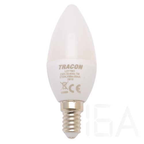 Tracon  Gyertya burájú LED fényforrás, tejüveg, LGY7W E14 LED izzó 0