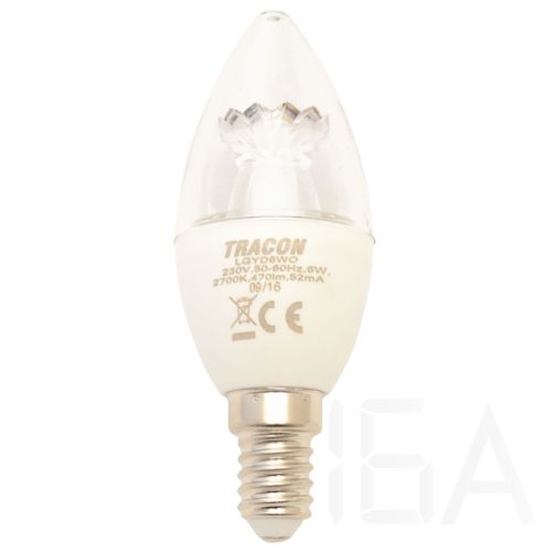 Tracon  LGYD6WO Fényerő-szabályozható gyertya burájú LED fényforrás 6W E14 LED izzó 0