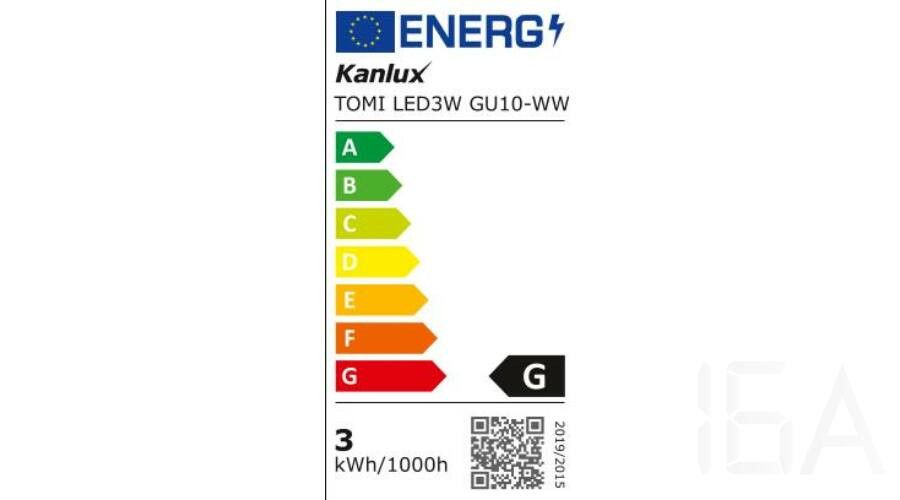 Kanlux TOMI LED3W GU10-WW 250lm meleg fényű led izzó, 22702 GU10 LED izzó 1