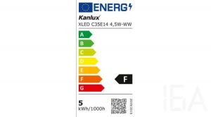 Kanlux XLED E14 C35 4,5W WW melegfényű filament led izzó 470lm, 29618 Filament LED izzó 1