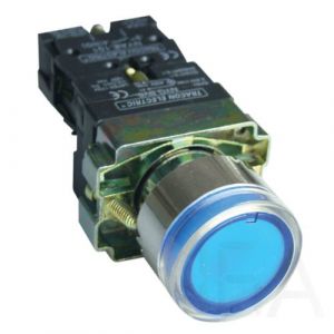 Tracon  Tok. világító nyomógomb, fémalap, kék, glim, izzó nélkül, NYGBW33KT Világító nyomógomb (Ba9s) 0